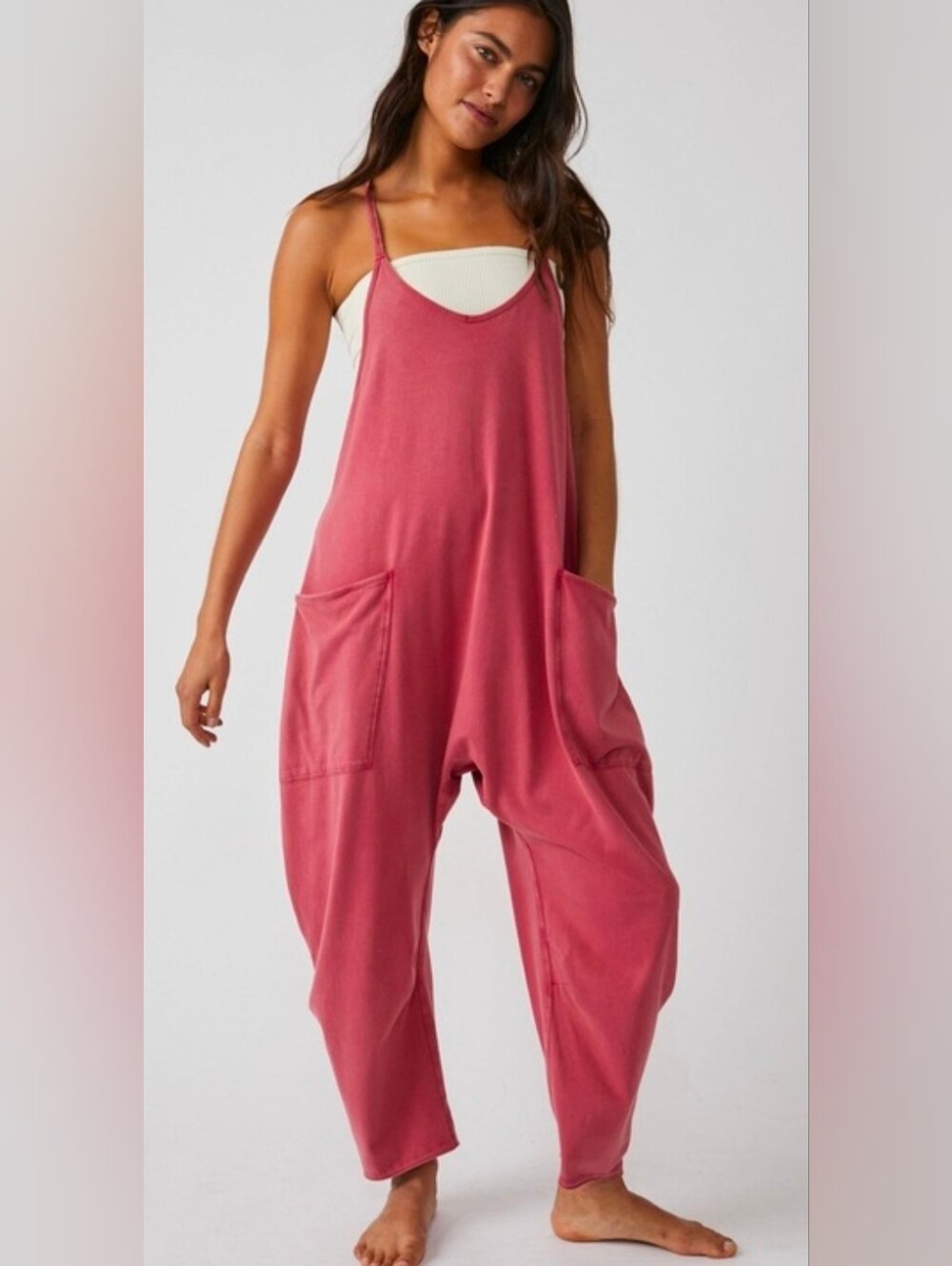 FP Olive Green Tank Jumpsuit with Pockets